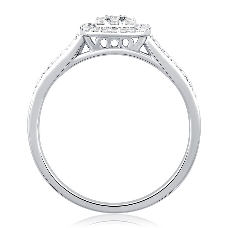 Diamond Cluster Halo Promise Ring in Sterling Silver image number null